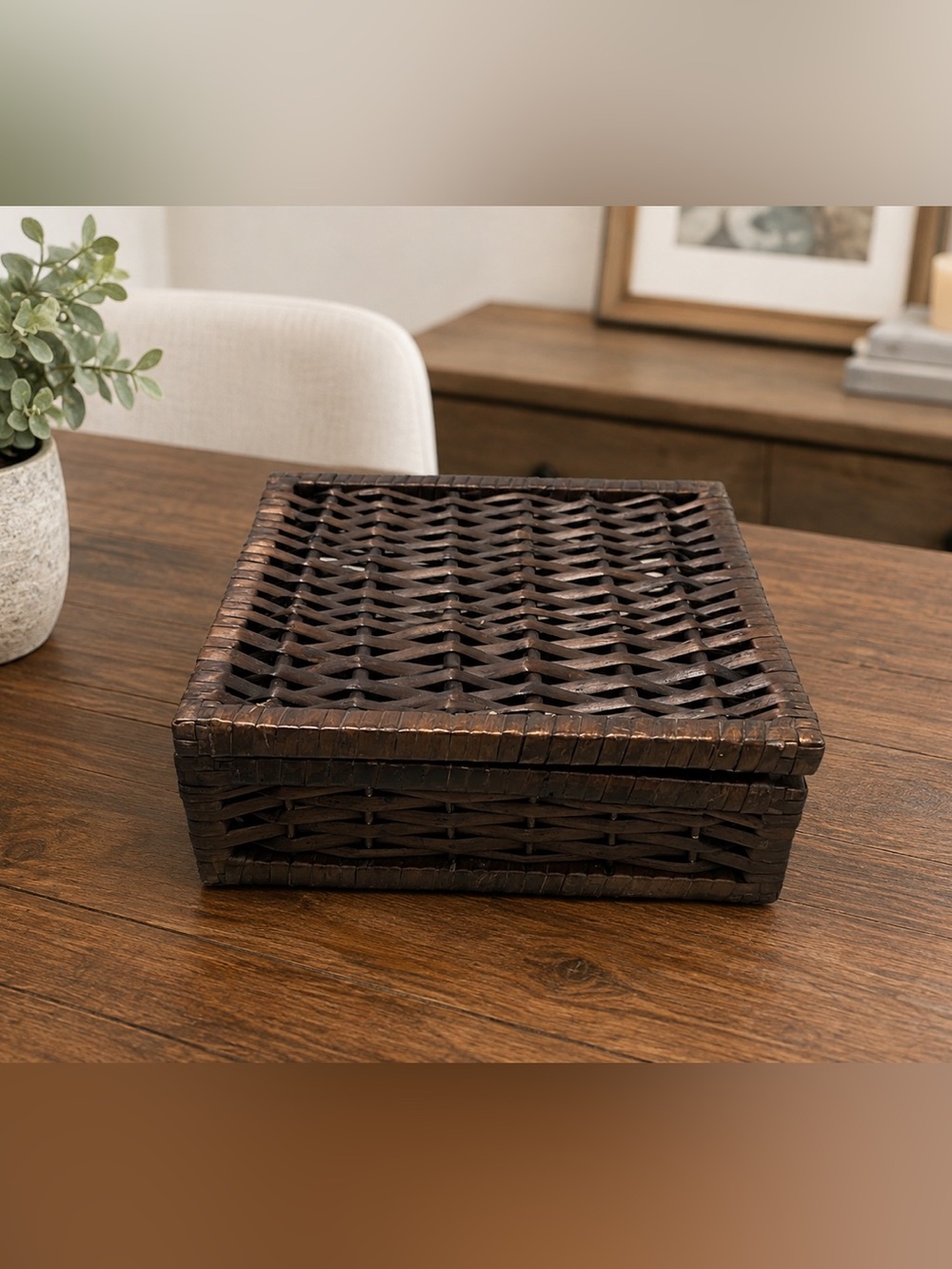 Vintage woven napkin box